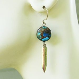 Turquoise sterling silver spike earrings NEW
